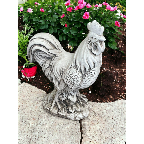 Stone Effect White Cockerel Statue