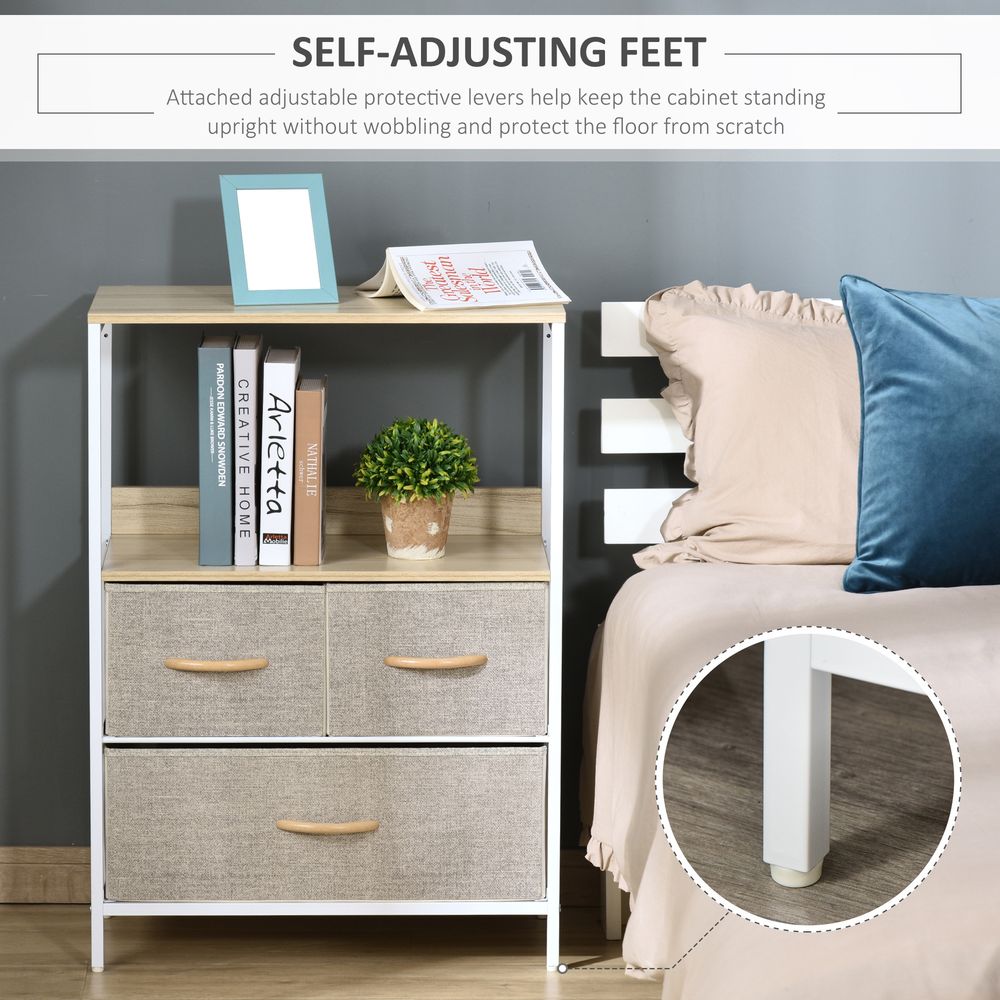 3 Drawer Storage Chest Unit Home w/ Shelves Home Living Bedroom White HOMCOM