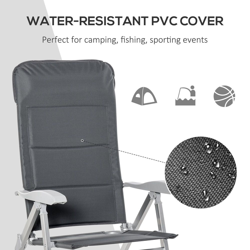 Outdoor Folding Dining Chair Set - Adjustable Back, Armrest - Portable, High Quality - Grey
