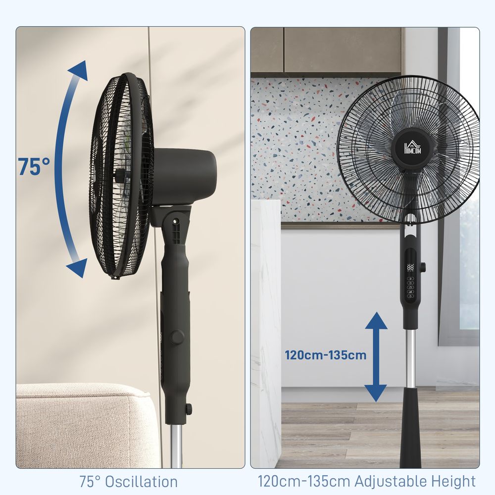 HOMCOM 12V DC Standing Fan | 75° Oscillation | Mosquito Repellent Function