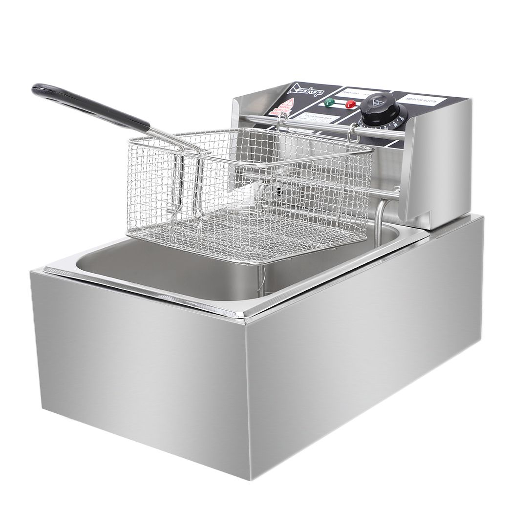 ZOKOP EH81 2500W 220-240V 6.3QT/6L Stainless Steel Single Cylinder Electric Fryer UK Plug