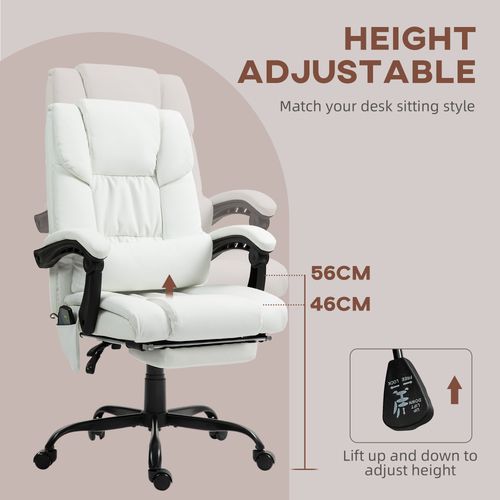 Vinsetto PU Massage Office Chair Height Adjustable Computer Chair