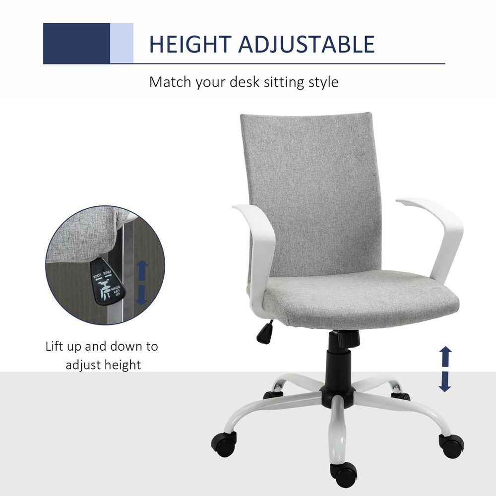 Linen Swivel Computer Desk Chair - Office Chair, Light Grey