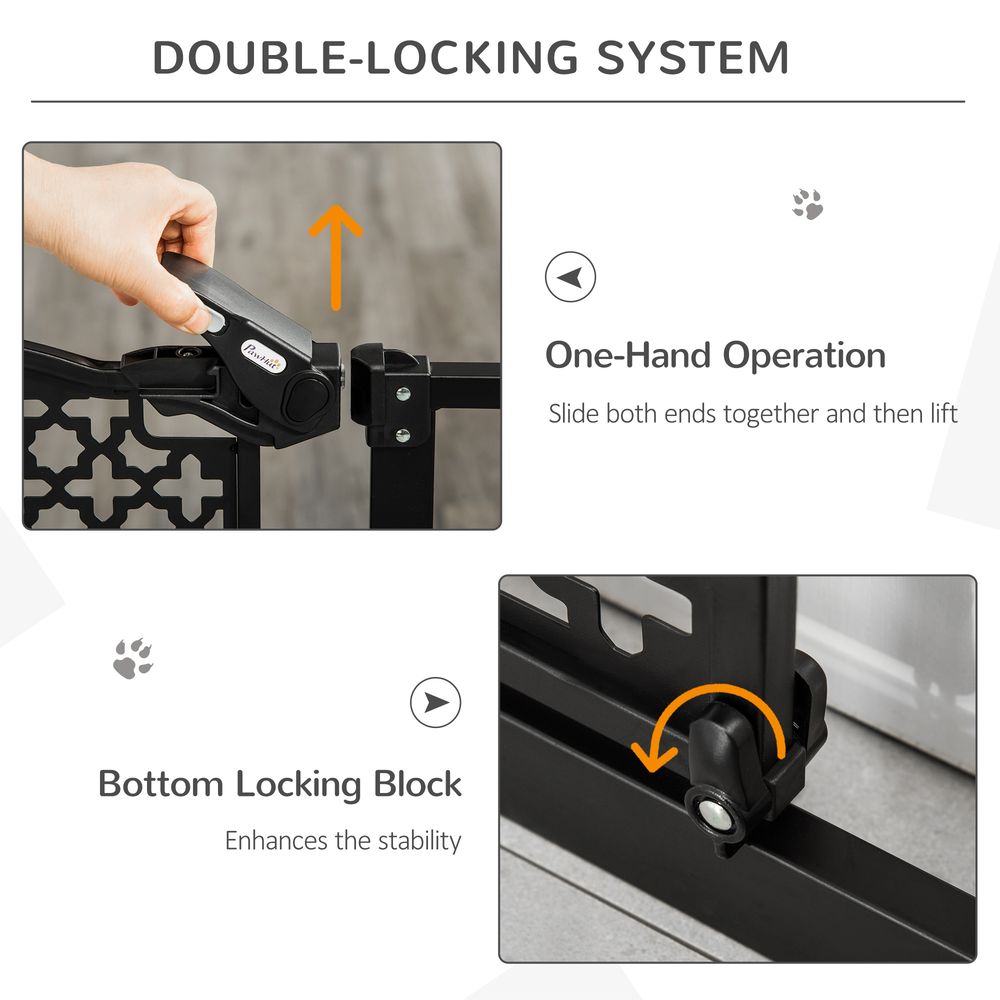 PawHut 74-80 cm Pressure Fit Safety Gate for Doorways and Staircases, Dog Gate, Pet Barrier for Hallways with Auto Close, Double Locking