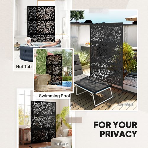 Outsunny Decorative Outdoor Divider Privacy Panel with Stand, Bamboo Black
