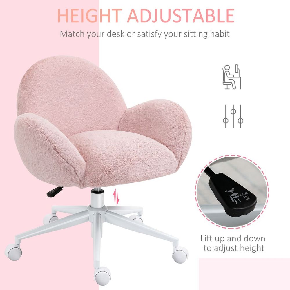Fluffy Pink Leisure Chair w/ Backrest & Armrest for Bedroom - Professional Seller, High Quality