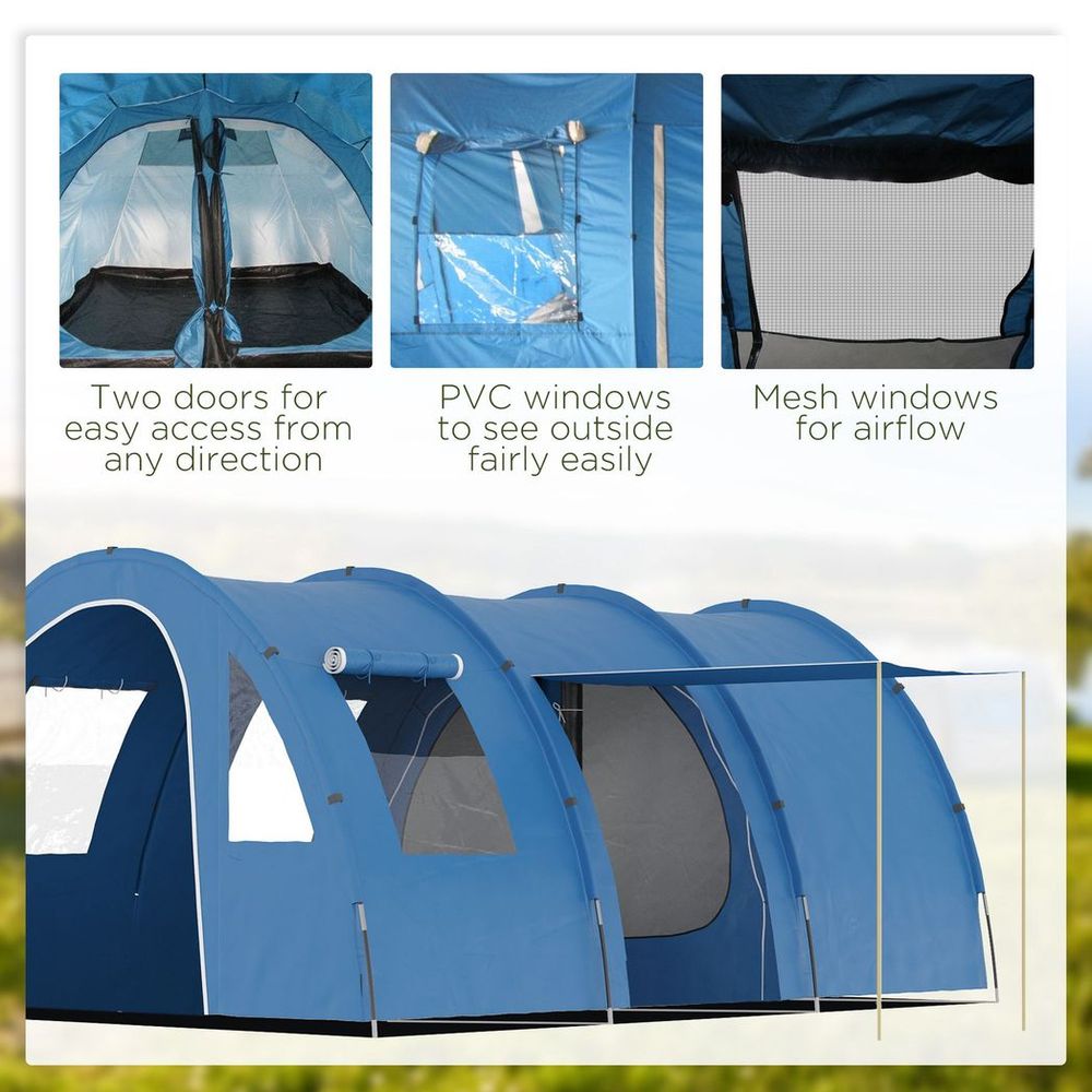 High-Quality 5-6 Man Family Tent with Two Rooms, Floor & Carry Bag