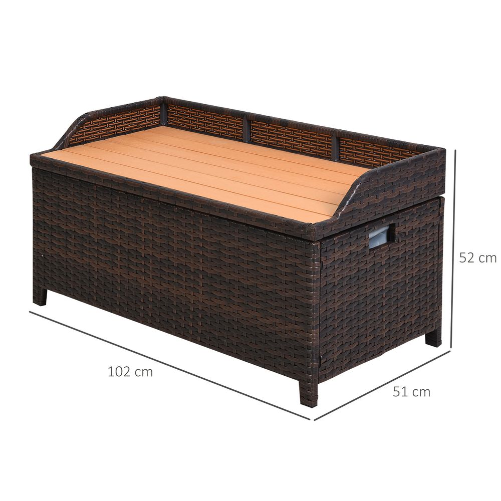 Premium Rattan Garden Storage - 102Lx51Wx51H cm Brown - Cabinet Cushion Box Chest