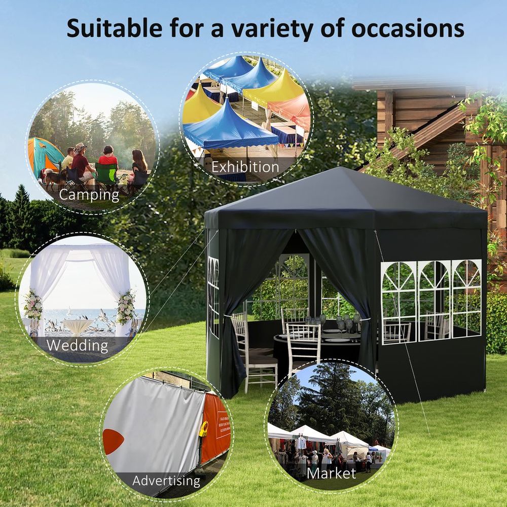 Premium Outdoor Gazebo Canopy - 3.9m Hexagon Party Tent, 6 Removable Side Walls