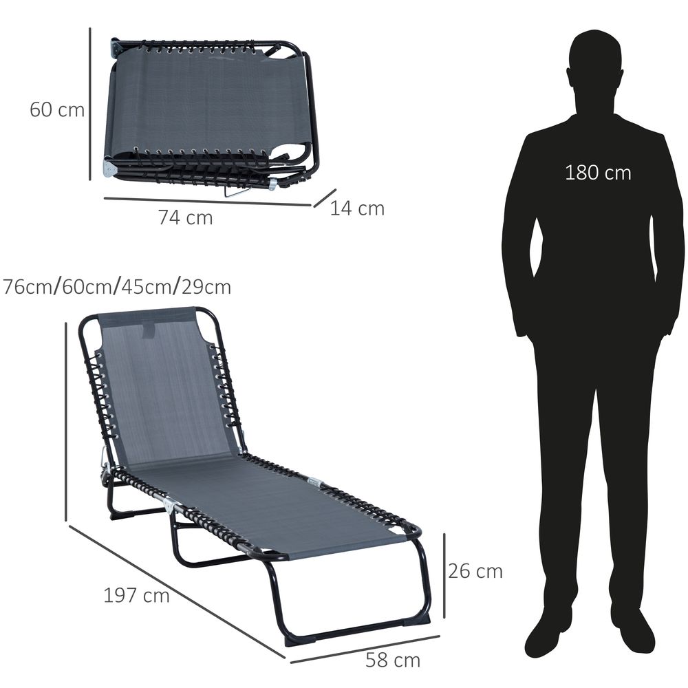 Premium Foldable Sun Lounger - Ultimate Comfort & Portability - Ideal for Beach, Patio, Garden - High Quality by Outsunny