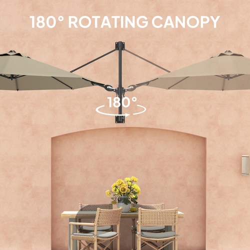 Outsunny Sun Parasol with Vent, Wall Umbrella for Patio, Garden