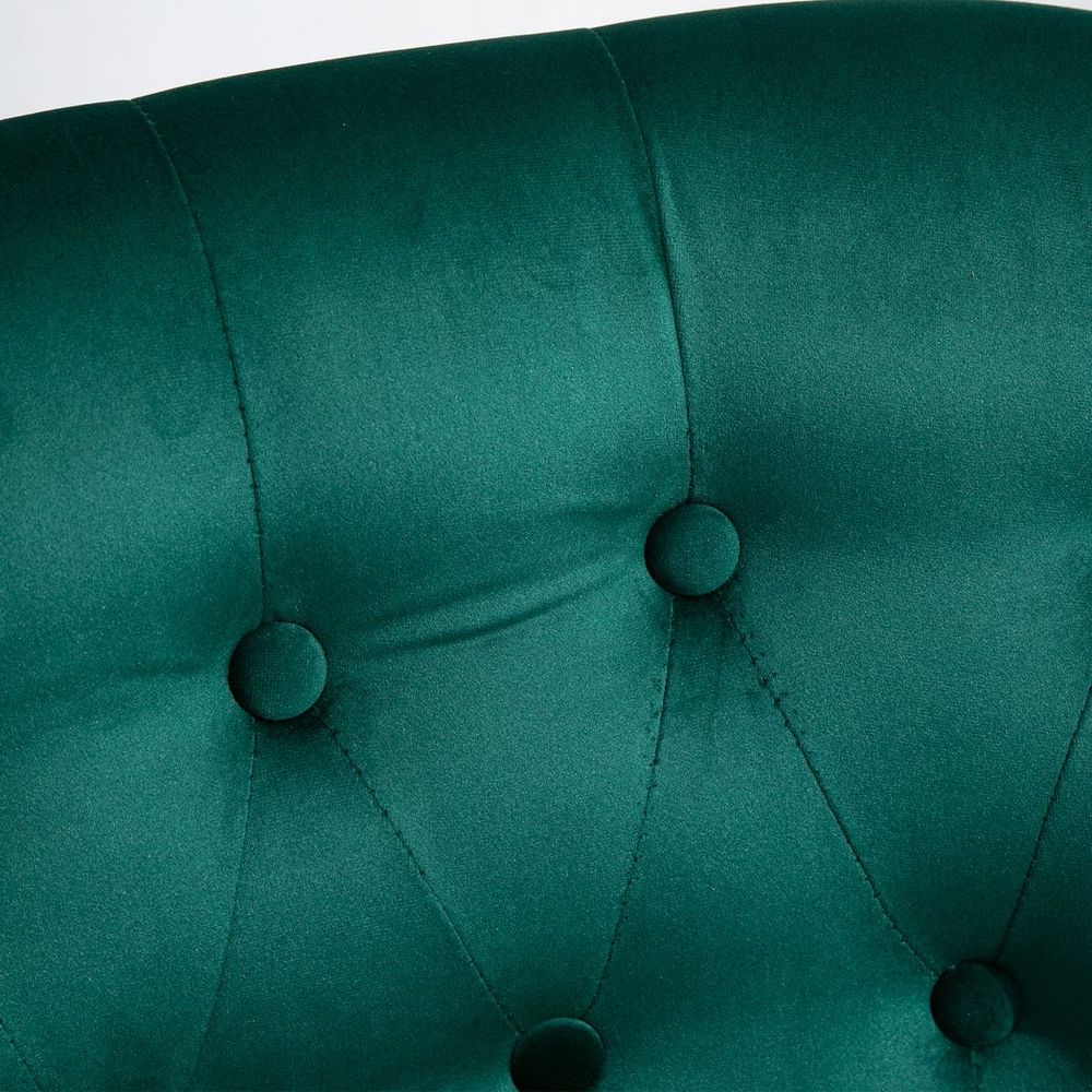 HOMCOM Velvet Accent Chair Tufted Wingback Chair w/ Rubber Wood Legs Dark Green