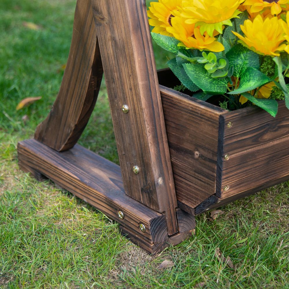 Outsunny 3-Tier Wooden Flower Rack - Raised Garden Bed for Plants, Herbs, and Flowers