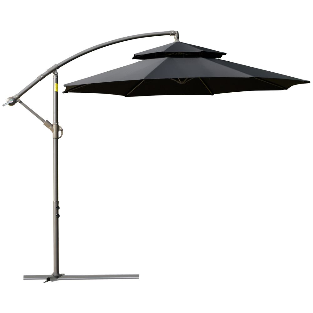 Premium 2.7m Offset Banana Umbrella - Cross Base, Black