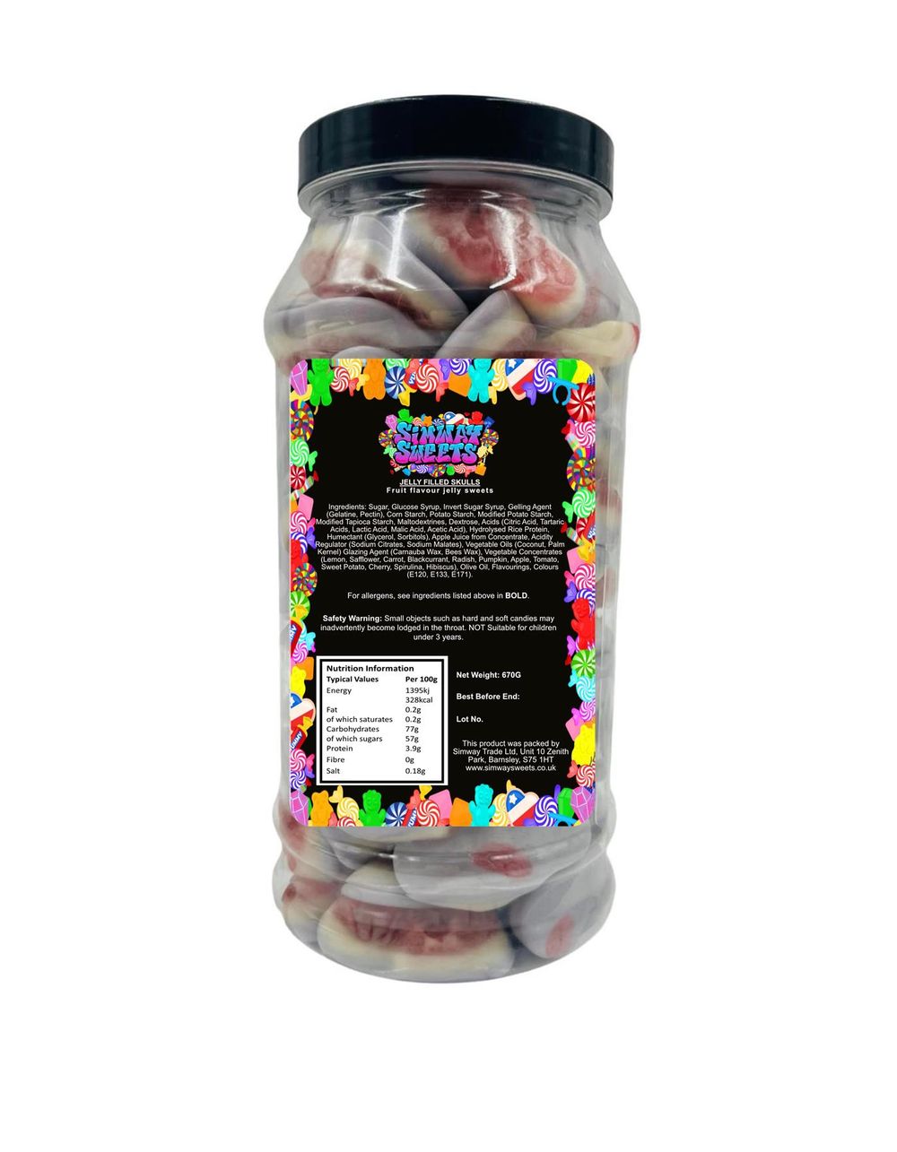 Skull Jellies Gift Jar: Retro Sweets, Jelly Filled, High Quality