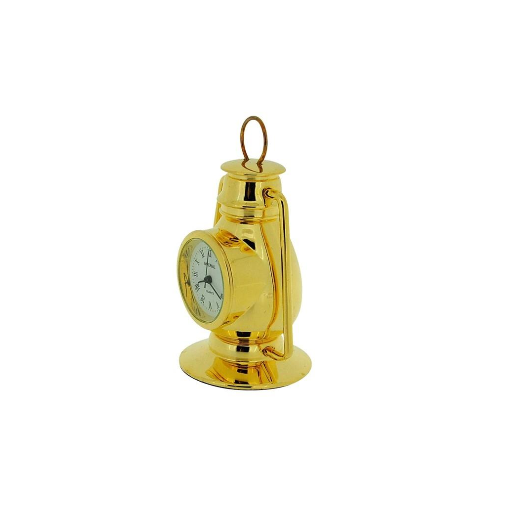Miniature Clock Gold Plated Metal Hurricane Lamp Solid Brass IMP77 - CLEARANCE NEEDS RE-BATTERY