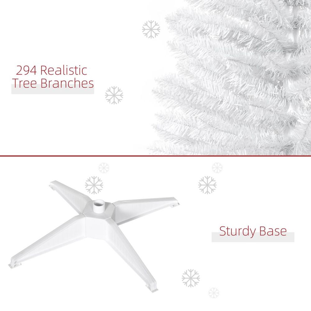 HOMCOM 5FT Pencil Slim Artificial Christmas Tree with Study Stand Tips White