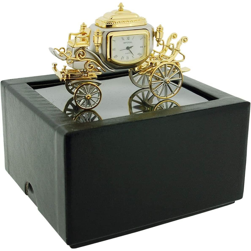 GTP Miniature Clock Two Tone Plated Jubilee Royal State Coach Novelty Collectors Clock IMP1050 - CLEARANCE NEEDS RE-BATTERY
