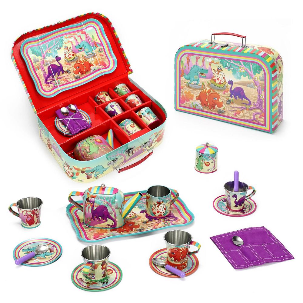 Soka 18pc Dinosaur Tin Tea Set