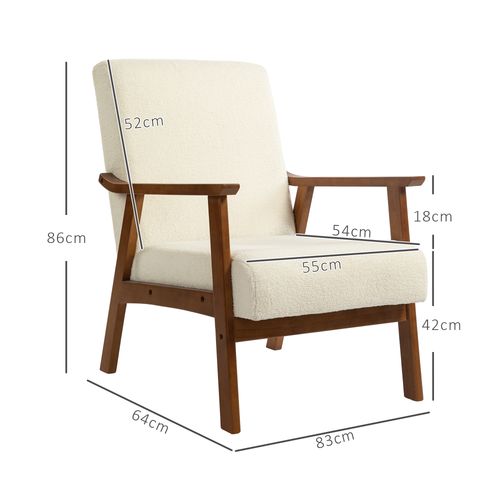 HOMCOM Boucle Accent Chair Armchair W/ Wide Seat for Living Room Bedroom