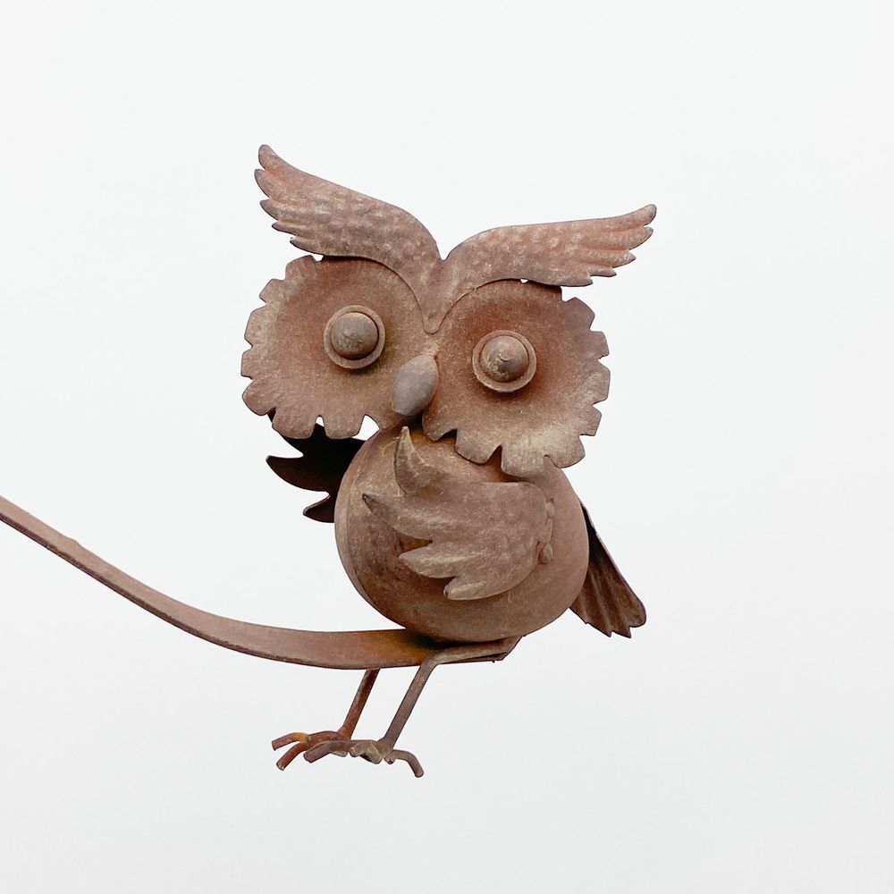 Handcrafted Metal Owl Garden Stake - 25 Inch - Weather Resistant