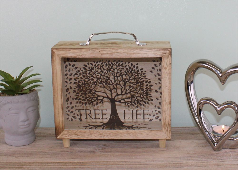 Highest Quality Tree of Life Money Box - Perfect Gift! - MDF & Glass - 7 x 21 x 20cm - SKU: TL0047