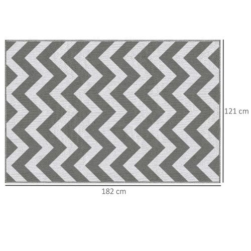 Outsunny Outdoor Rug, 1.2 x 1.8m Patio Floor Mat, Grey & White