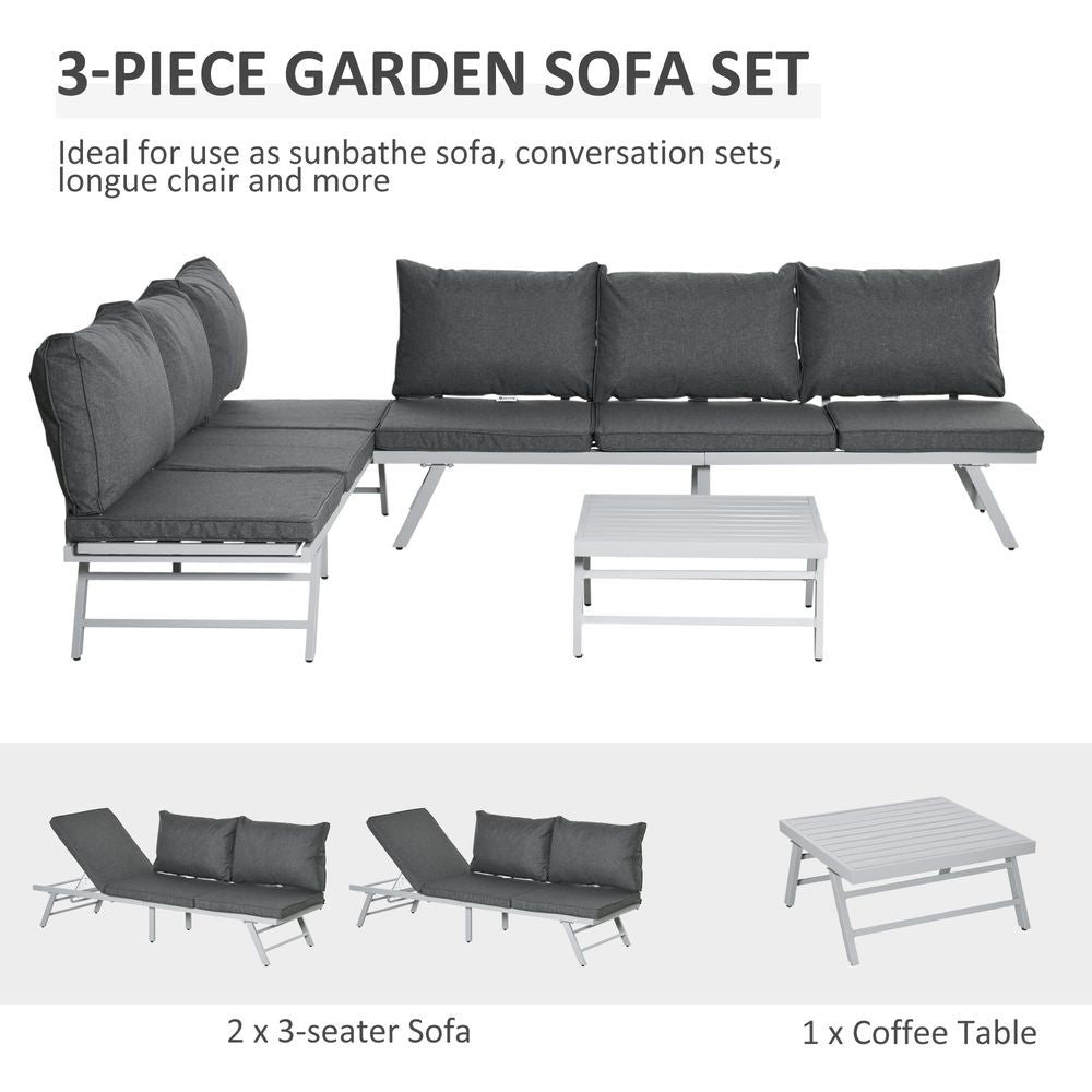 3Pc Convertible Garden Seating Set - Grey Coffee Table - High Quality