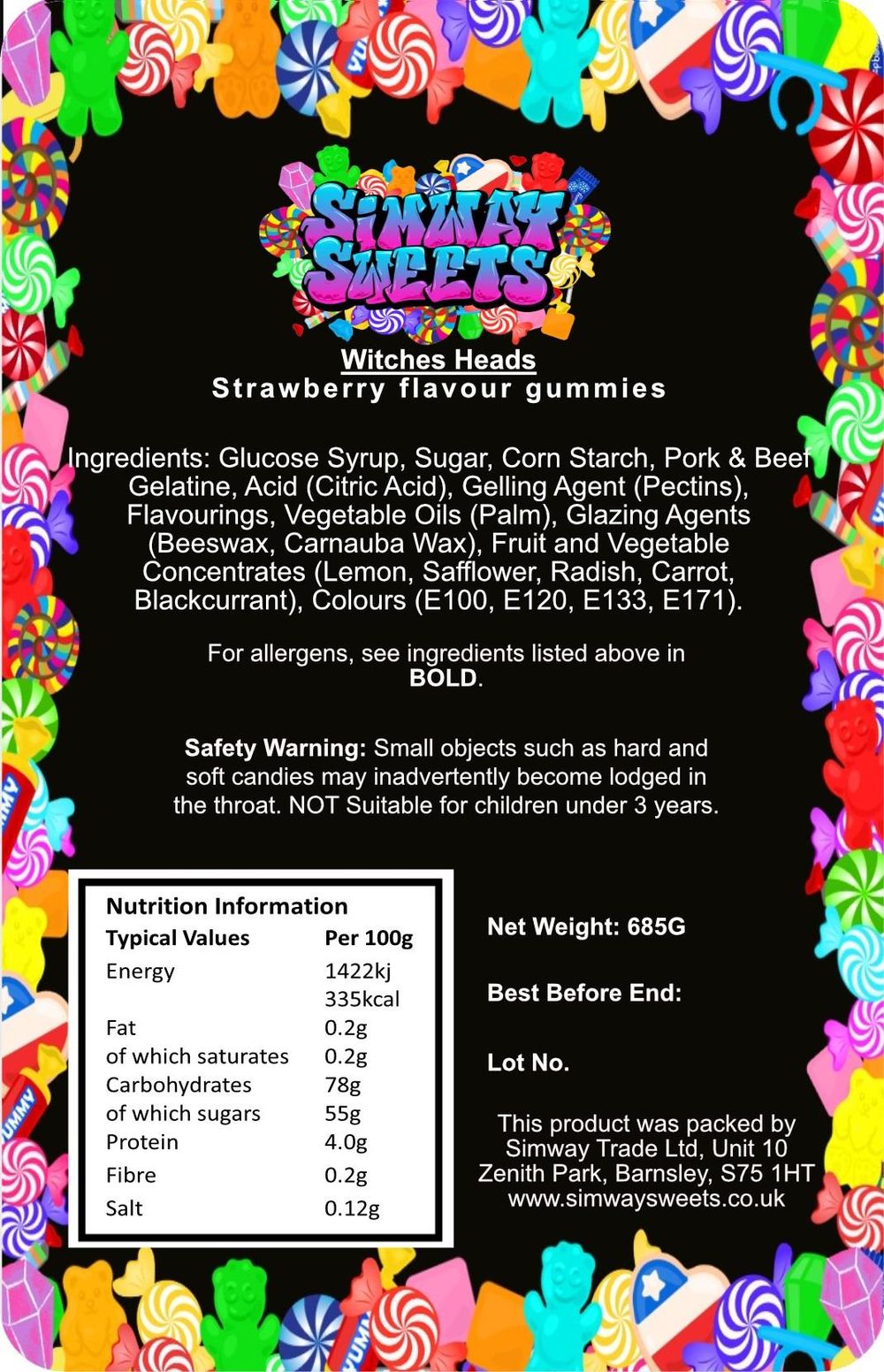 Premium Witches Heads Gummy Sweets in Retro Gift Jar