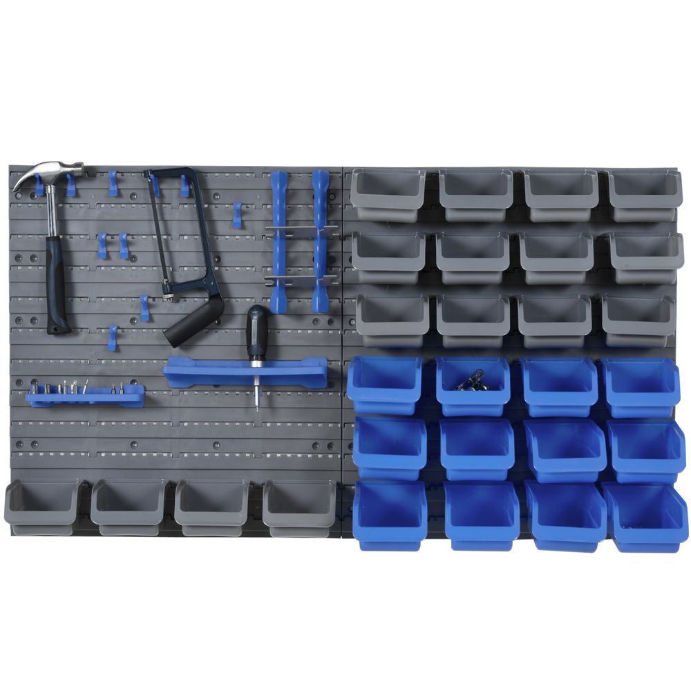 DURHAND 44 Pcs On-Wall Garage DIY Storage Unit Pegboard Tool Equipment Blue