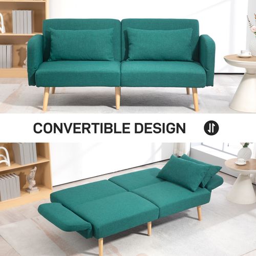 HOMCOM Convertible Sofa Bed Settee with Cushions, Adjustable Backrest