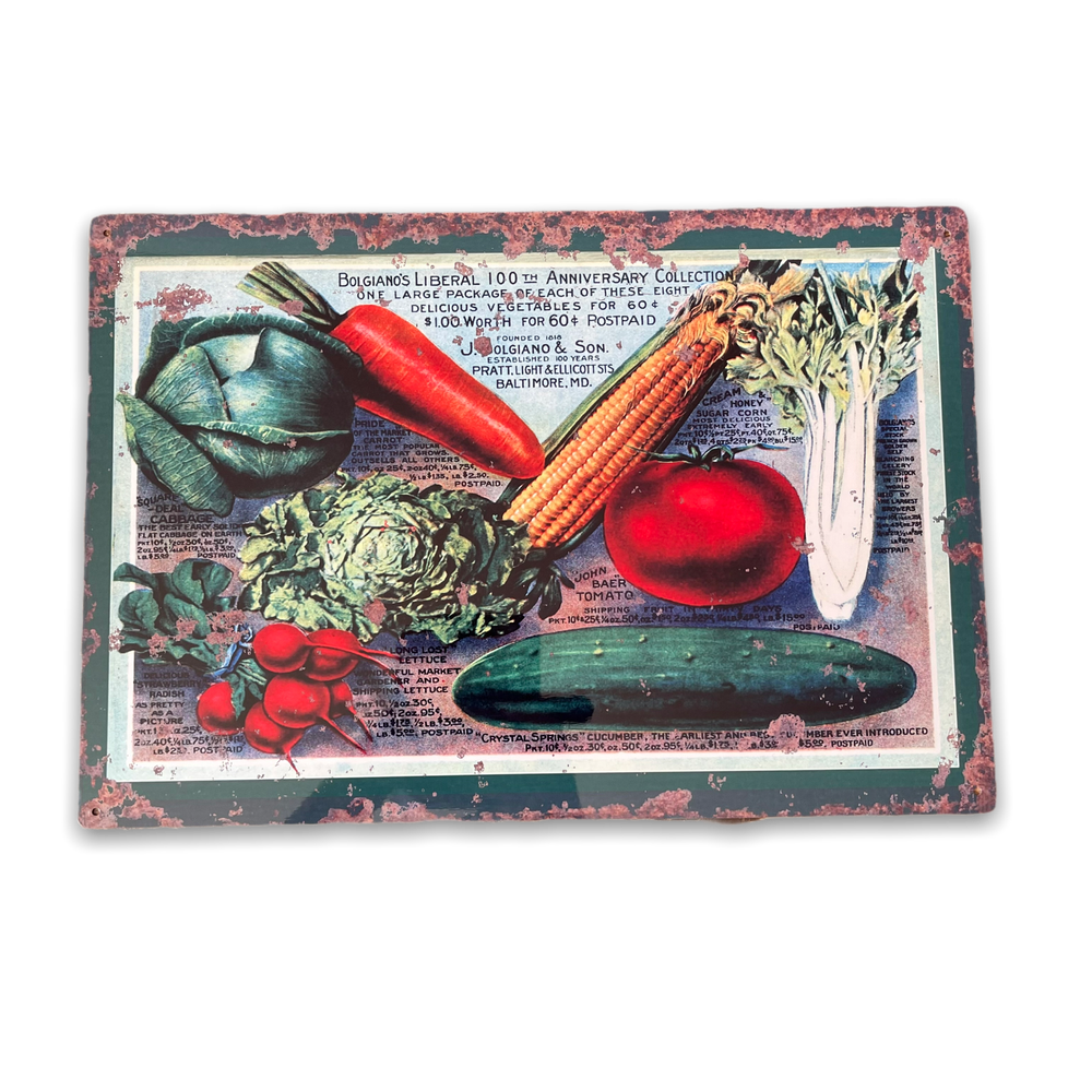 Authentic Vintage Metal Sign - Retro Vegetable Varieties - High Quality Reproduction