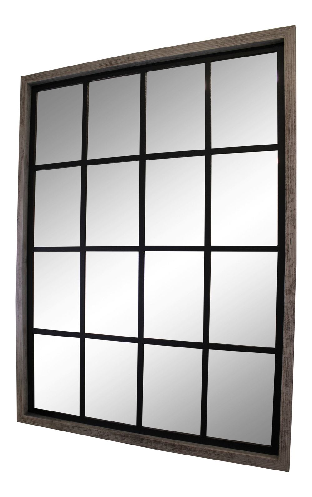 Premium Grey Window Style Wall Mirror - 60x80cm - Best Quality