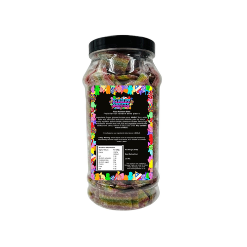 Fizzy Rainbow Belts Bites Retro Sweets Gift Jar - 615g