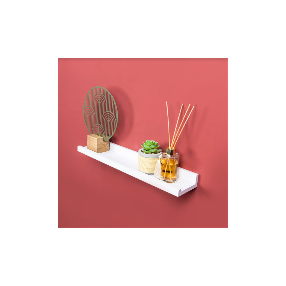 Premium Single Photo Floating Shelf Set - High-Quality White Wall Décor - 48cm - CHELF