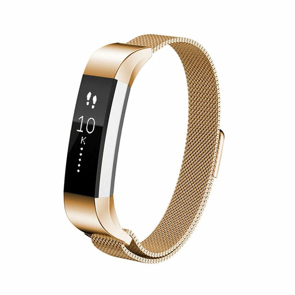 AQUARIUS Replacement milanese stainless steel wrist band For FItbit Alta Smart fitness trackers with Unique magnetic closure design (Gold)