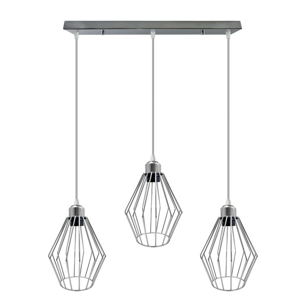 Easy Fit Chrome Retro Vintage Ceiling Lamp - Loft Style, 3 Head, E27 Base