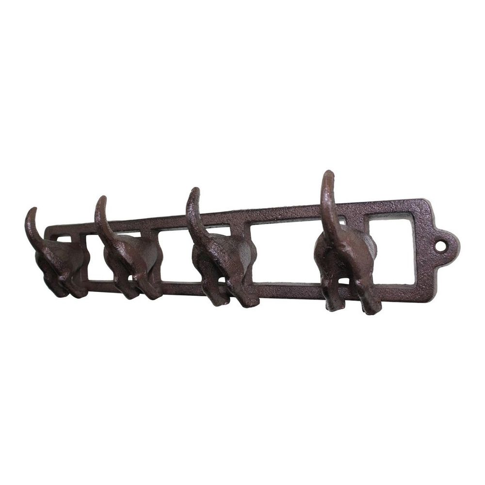 Rustic Cast Iron Wall Hooks, Dog Tail Design - Quality Metal Home Accessories