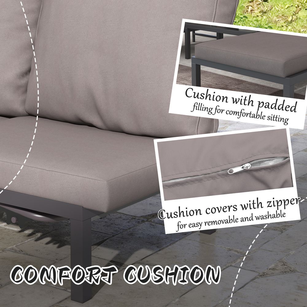 Luxury Outdoor Rattan Lounge Set, 2 Recliners+Table, Grey