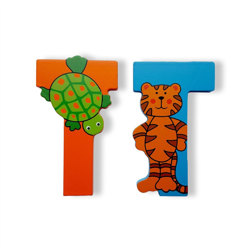 Vinsani Wooden Jungle Animal Upper Case Alphabet Letters Personalised Bedroom Wall Door Name
