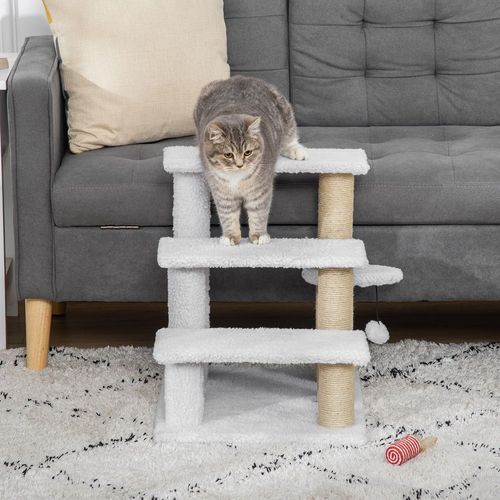 PawHut Pet Stair with 4-step Climb Ladder, Scratching Posts