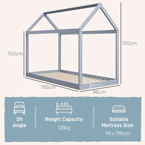 HOMCOM Wooden Single Bed Frame with Tree House Style