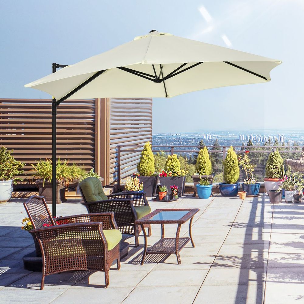 Premium 2.5M Garden Cantilever Parasol - 360 Rotation, Cross Base - Beige