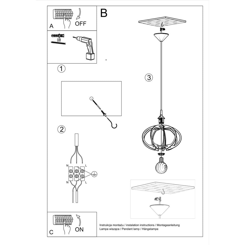 Scandinavian Design Wood Pendant Lamp - Mandelino E27