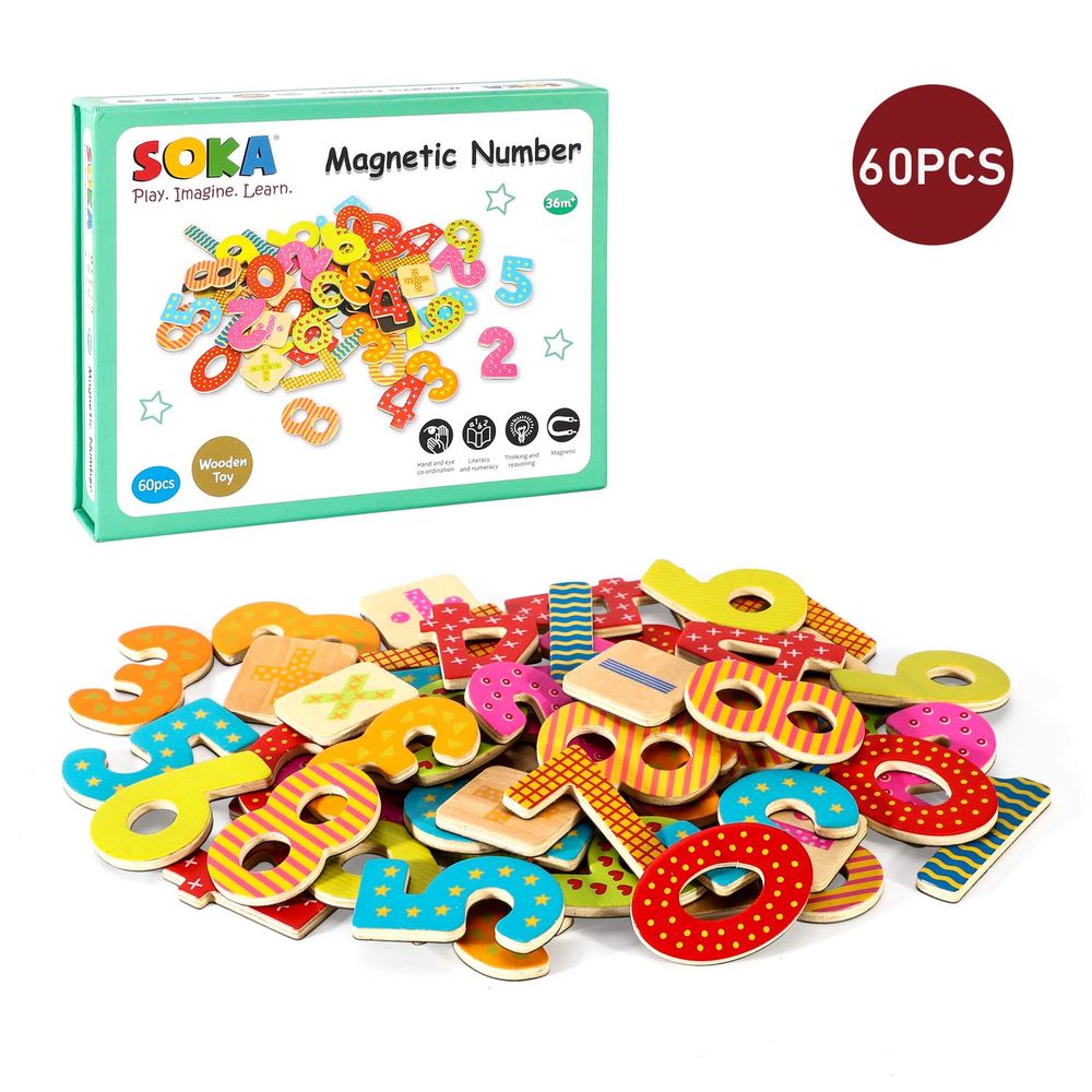 SOKA Magnetic Numbers (60 pcs): Fun, Colorful, Educational Toy!