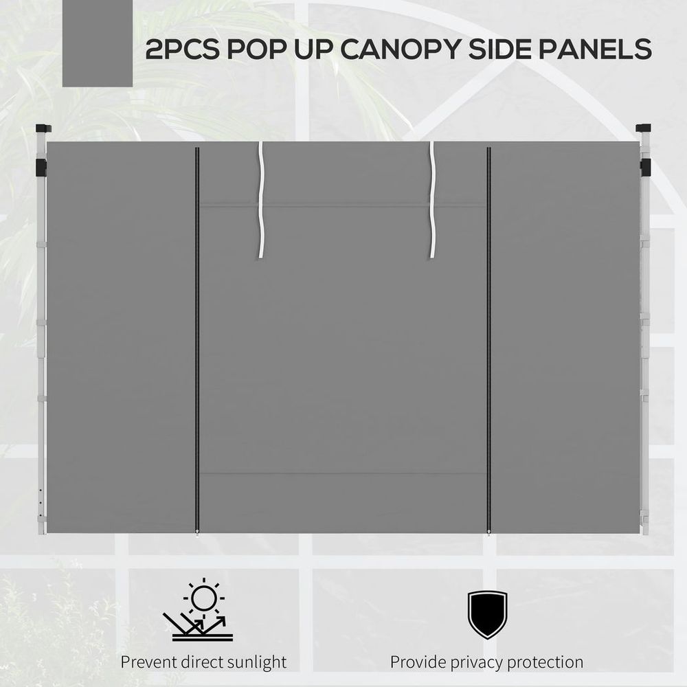 Premium Grey Side Panels for Outsunny 3x3m or 3x6m Pop Up Gazebo - 2 Pack