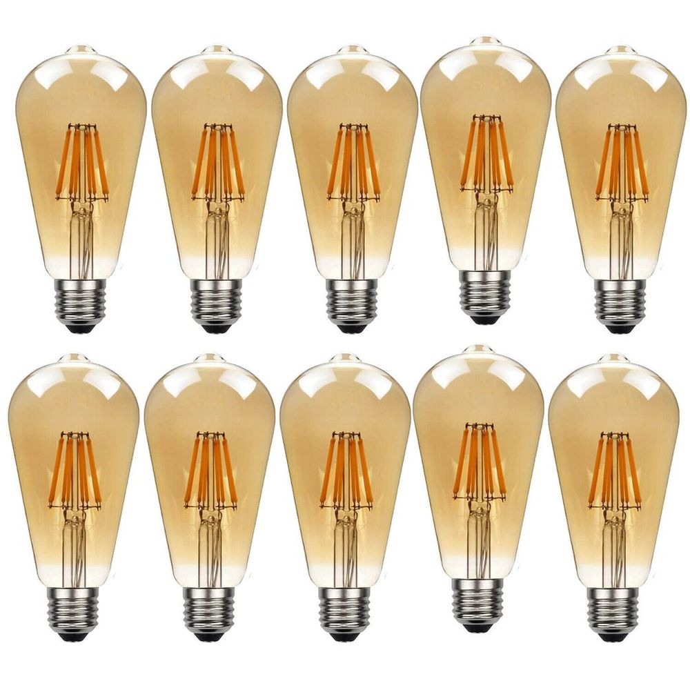 10 Pack E27 LED Edison Dimmable Vintage Amber Glass Warm white 2700K Light Bulb