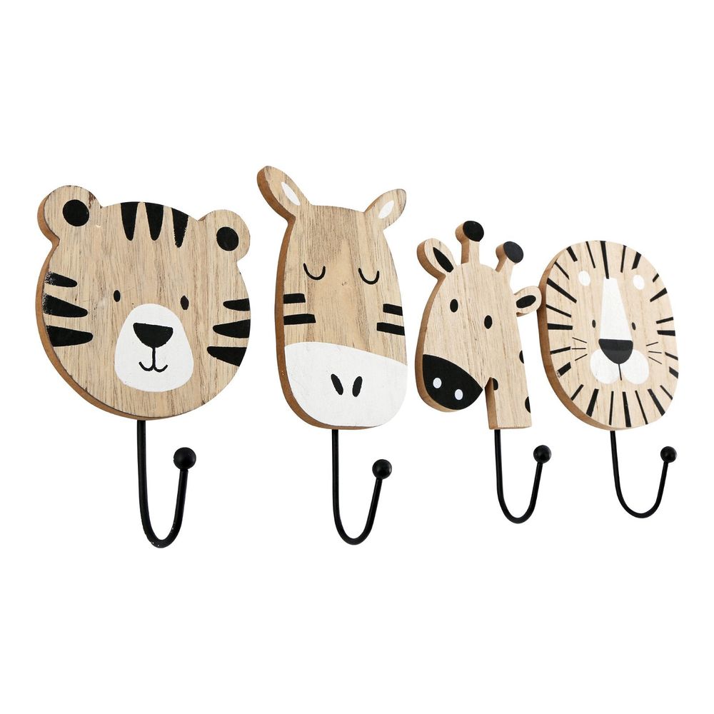 Lion, Giraffe, Elephant & Zebra Hooks - Adorable Animal Carvings for Kids' Rooms