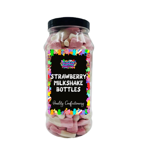 Pink & White Foam Milkshake Bottles Retro Sweets Gift Jar - 515g