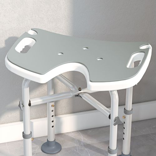 HOMCOM Aluminium Shower Stool for Elderly Disabled Non-Slip Bath Stool